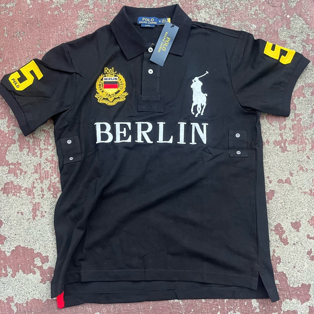 Ralph Lauren Black Polo Shirt with Yellow Accents